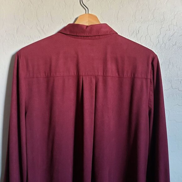 Chico's Everyday Faux-Suede Button Front Shirt Long Sleeves Maroon Women's Large - Picture 9 of 11